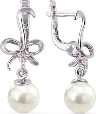 Серьги из белого золота Кристалл CD34400226773