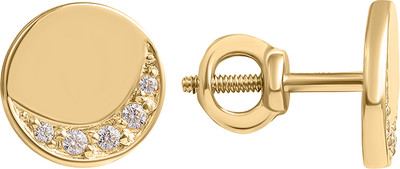 Серьги из желтого золота Кристалл CN96900226773