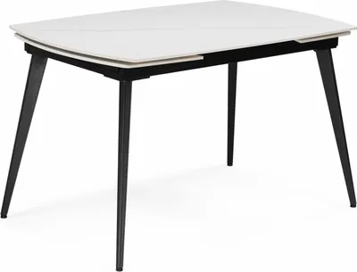 Обеденный стол Woodville Aveiro 120-180x80 (белый мрамор/черный)