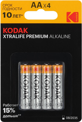 Комплект батареек Kodak XTRALIFE Premium Alkaline AA LR6 (4шт)