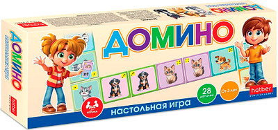 Развивающая игра Hatber Домино. Пушистики / 28ИнД_35512