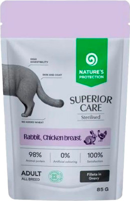 Влажный корм для кошек Nature's Protection SC Sterilised Grain Free кролик, кур. грудка, клюква / NPSC47908 (85г)
