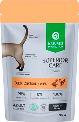 Влажный ветеринарный корм для кошек Nature's Protection SC Urinary Grain Free Утка, куриная грудка, клюква / NPSC47909 (85г)