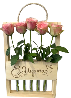 Ваза KraftHouse 8 марта С 5 колбами / 2042943472238