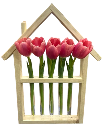 Ваза KraftHouse Домик С 5 колбами / 2039632179448 (натуральный)