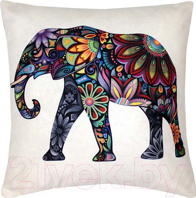 Подушка декоративная MATEX Fantasy Слон из цветов / 09-153 (черный/молочный)