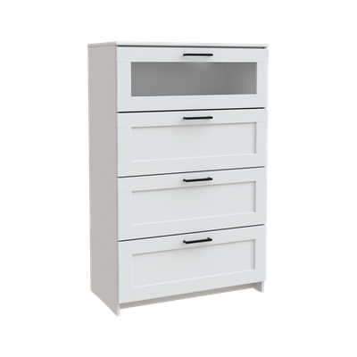 Комод Mio Tesoro Нави 4 ящика со стеклом / 2.15.02.030.1 (белый)