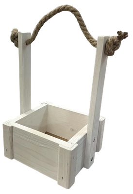 Ящик декоративный KraftHouse С джутовой ручкой 25x15x15 / 2041405043931 (белый)