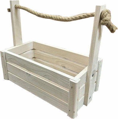 Ящик декоративный KraftHouse С джутовой ручкой 25x15x27 / 2039300642380 (белый)