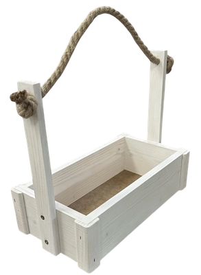 Ящик декоративный KraftHouse С джутовой ручкой 25x15x27 / 2041404857843 (белый)