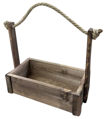 Ящик декоративный KraftHouse С джутовой ручкой 25x15x27 / 2041325964927 (ореховый)