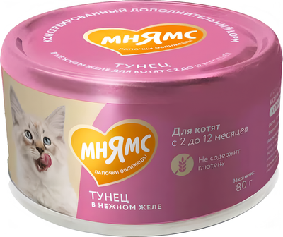 Влажный корм для кошек Мнямс Для котят Тунец в нежном желе / 546326 (80г)