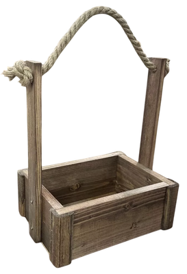 Ящик декоративный KraftHouse С джутовой ручкой 25x15x20 / 2041325953761 (ореховый)