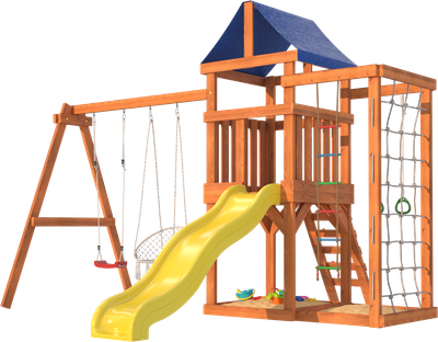 Игровой комплекс National Tree Company Fun Land с сеткой стенкой и плетенным креслом / ДКПМ-4