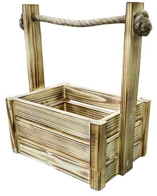 Ящик декоративный KraftHouse С джутовой ручкой 25x15x20 / 2038470454519 (обожженный)