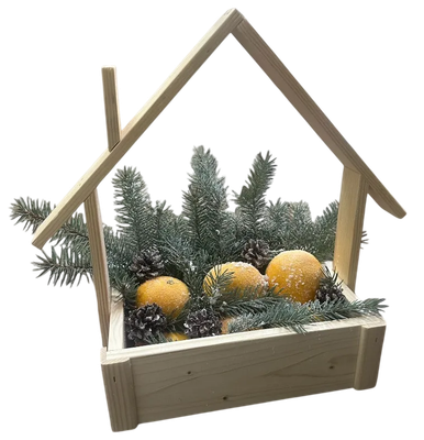 Ящик декоративный KraftHouse Домик С трубой 7.5x18x26 / 2041485696607 (натуральный)