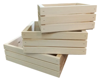 Набор ящиков декоративных KraftHouse 9.5x20x29, 9.5x17x25, 9.5x14x21 / 2044444275554 (натуральный, 3шт)