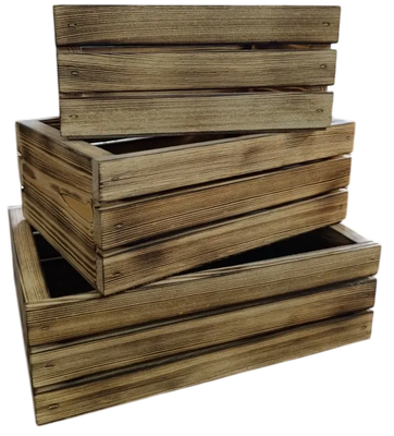 Набор ящиков декоративных KraftHouse 9.5x20x29, 9.5x17x25, 9.5x14x21 / 2044743818681 (обожженный, 3шт)