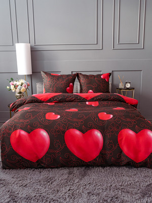 Комплект постельного белья PAVLine Евро 7643-06 Красные сердца на черном