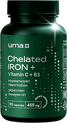 Мультивитаминный комплекс UMA + Хелат железа с витамином С и В3 (90 капсул)