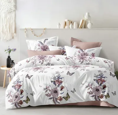 Комплект постельного белья Luxsonia Нежный букет Поплин 1.5сп 70x70 / Ви26-0324/220 (на резинке)