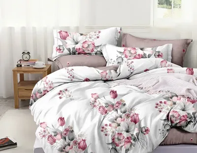 Комплект постельного белья Luxsonia Букет изыска Поплин 1.5сп 70x70 / Ви27-342/220 (на резинке)