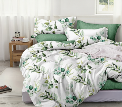 Комплект постельного белья Luxsonia Листва Поплин 2сп 70x70 / Ви27-345/220 (на резинке)