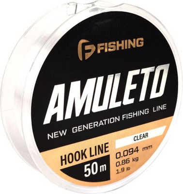 Леска монофильная F-Fishing Amuleto Hook Line Clear 50м 0.094мм 0.86кг 1.9lb / FAMC-0094