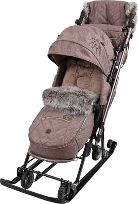 Санки-коляска Ника Joy every day 1 J1/3 (бежевый с мишкой)