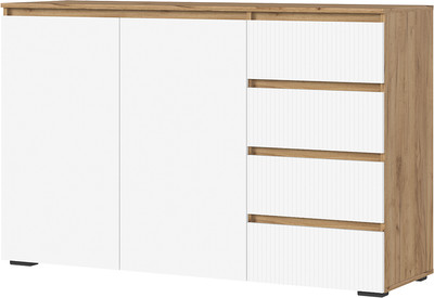 Тумба Стендмебель Хелен КМ 06 4 ящика (белый супермат, белый/дуб крафт золото)