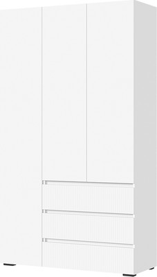 Шкаф Стендмебель Хелен ШК 06 трехстворчатый (белый супермат, белый/белый)