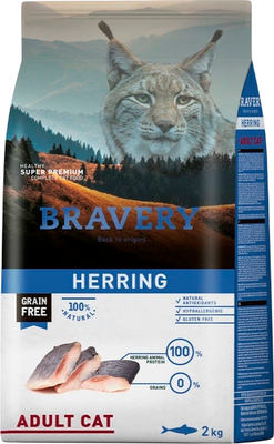Сухой корм для кошек BRAVERY Монопротеиновый беззерновой с сельдью (2кг)
