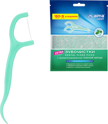 Зубная нить Laima Dent Мята / 609403 (155шт)