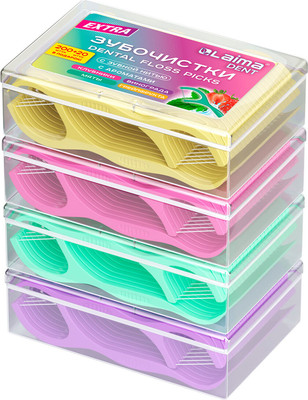 Зубная нить Laima Dent Мята и фрукты / 609408 (220шт)