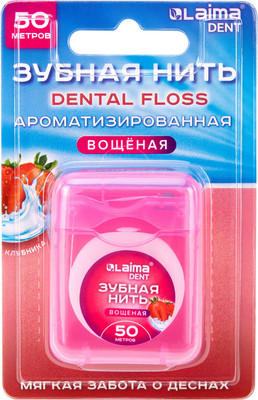 Зубная нить Laima Dent Клубника / 609415 (50м)