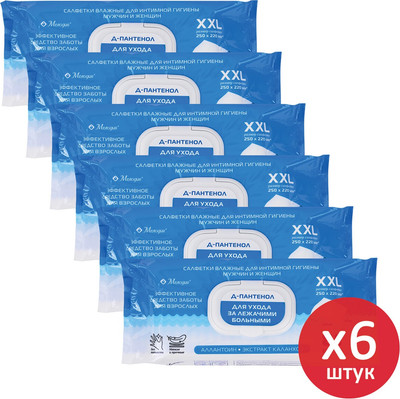 Влажные салфетки для интимной гигиены Мелодия Д-пантенол для мужчин и женщин / 116528 (6x80шт)