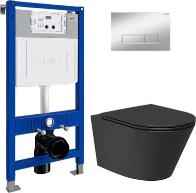 Унитаз подвесной с инсталляцией Lauter Longer 2110822B + 21901001 (кнопка 219703HD, сатин)