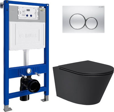 Унитаз подвесной с инсталляцией Lauter Longer 2110822B + 21901001 (кнопка 219703E, сатин)