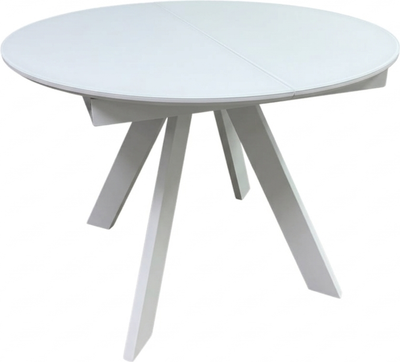 Обеденный стол Васанти Плюс КРС 100 100/140x100 (белый матовый/белый/каркас белый/опора металл белый)