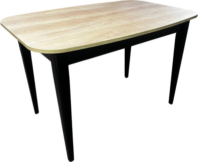Обеденный стол Васанти Плюс Дорн 18мм 120/160x80  (дуб небраска натуральный/обвязка черная/опора черная)