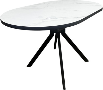 Обеденный стол Васанти Плюс Дорн-1 120-160x80 (мрамор кристалл/черный/каркас черный)