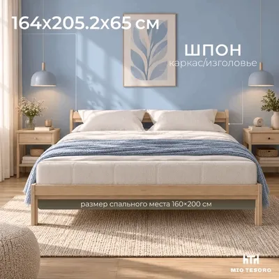 Двуспальная кровать Mio Tesoro  Эко 160х200 / 2.14.04.005.17 (береза)