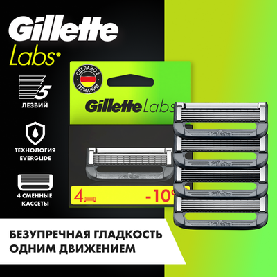 Набор сменных кассет Gillette Labs для безопасных бритв (4шт)