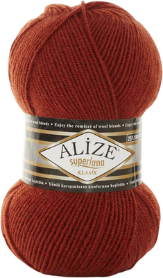 Пряжа для вязания Alize Суперлана 25% шерсть 75% акрил / 36 (280м, терракот)