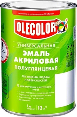 Эмаль Olecolor Акриловая универсальная полуглянцевая (900г, черный)
