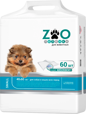 Одноразовая пеленка для животных Zoo С суперабсорбентом 40х60 (60шт)