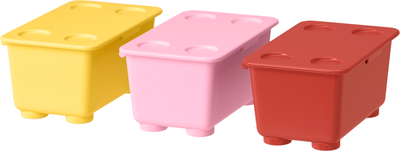 Набор контейнеров для хранения Ikea Glis 906.041.14 (3шт, красный/розовый/желтый)
