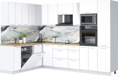 Кухонный гарнитур Interline Мила Лайт 1.896х2.98  (белый платинум/белый платинум/дуб бунратти)