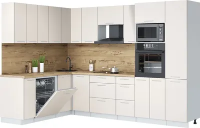 Кухонный гарнитур Interline Мила Лайт 1.896х2.98  (персидский жемчуг/персидский жемчуг/дуб бунратти)