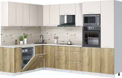 Кухонный гарнитур Interline Мила Лайт 1.896х2.98  (персидский жемчуг/дуб золотой/бискайская сосна)